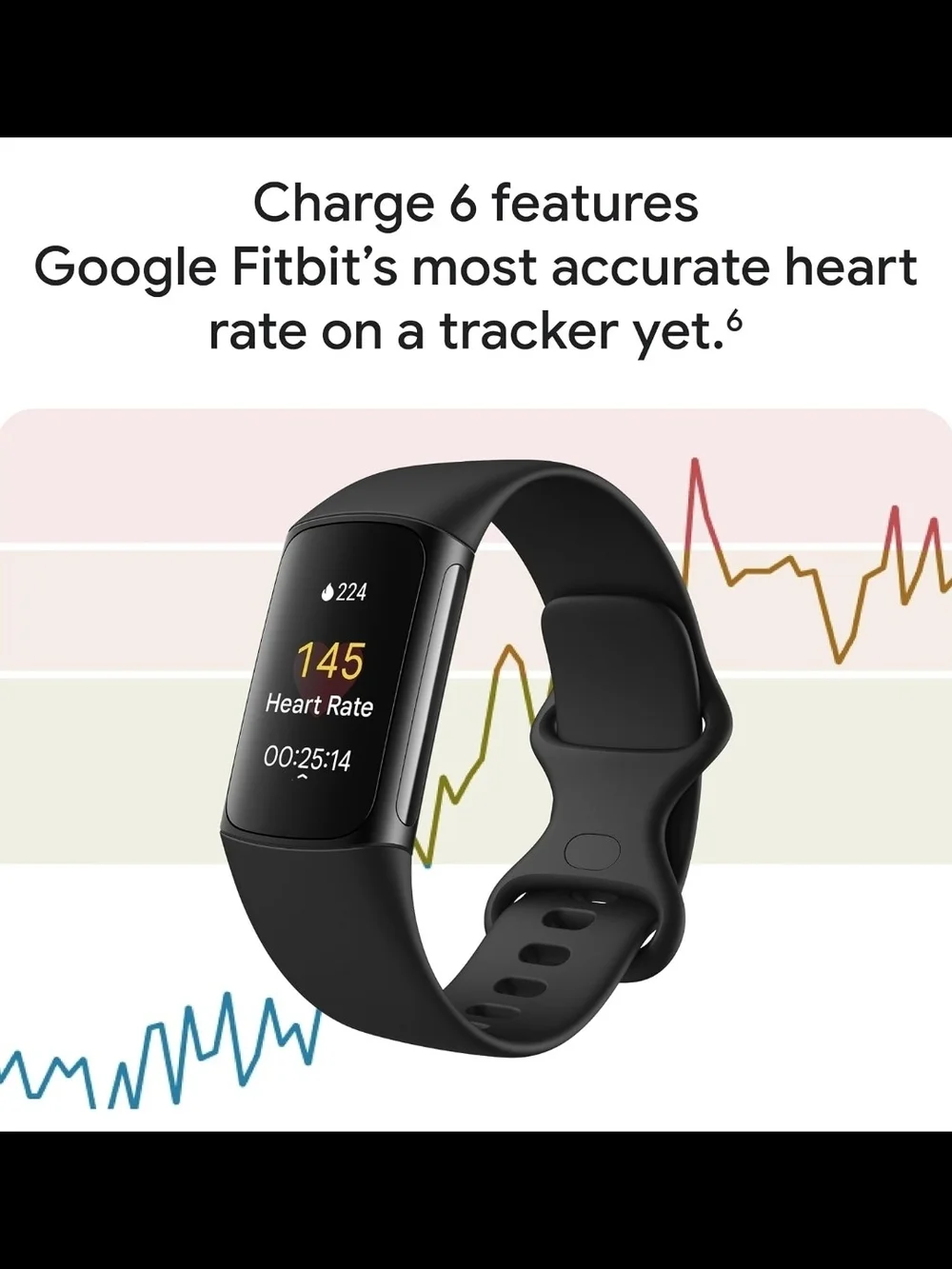 Fitbit Charge 6 Fitness Tracker with Google Apps - Heart Rate - Health Tracker